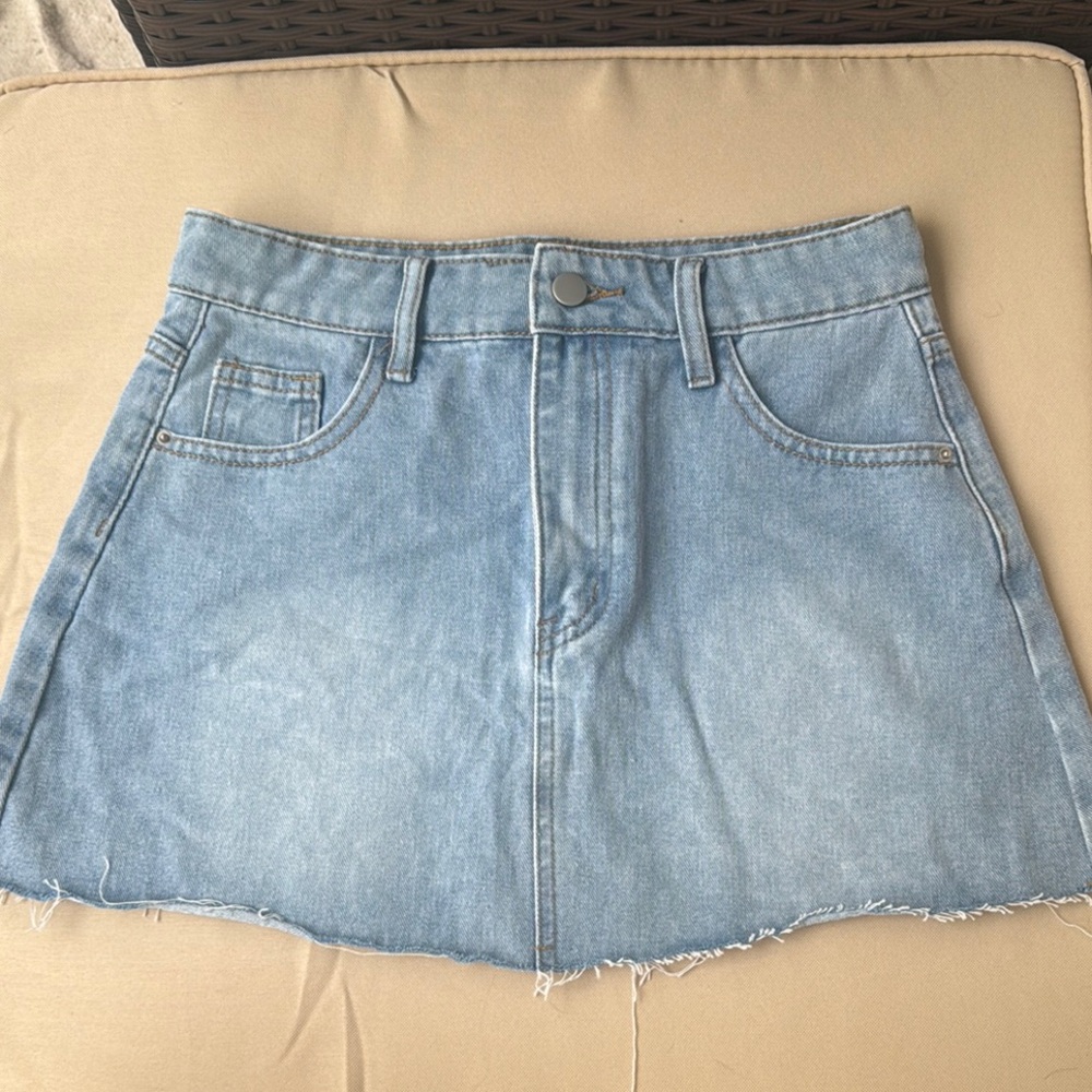 Light Blue Denim Mini Skirt